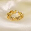 butterfly zircon adjustable ring – 18k gold plated