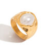 acrylic pearl hammered ring – elegant