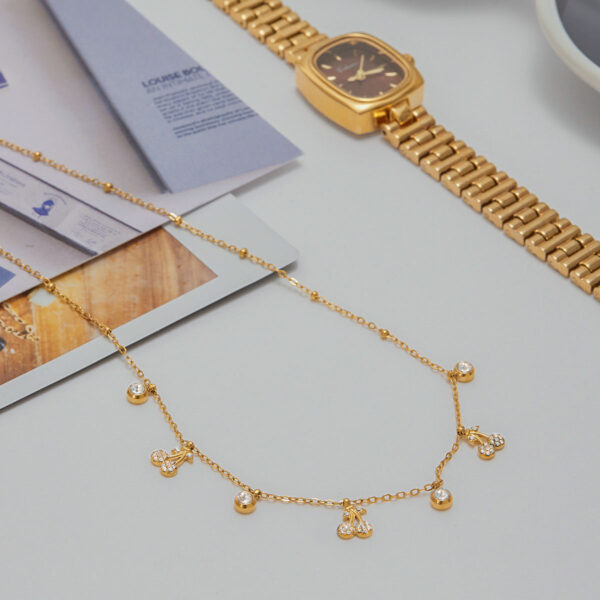 rhinestone cherry charm necklace