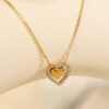 white zircon hollow heart pendant necklace