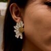 pink & white daisy stud earrings