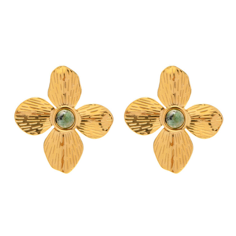 petal glow green stone studs