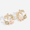 rhinestone pearl flower earrings