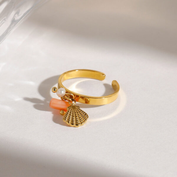 minimalist pink coral adjustable ring