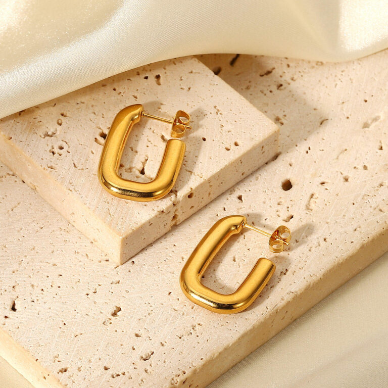 geometric square c earrings – 18k gold plated geometric square c earrings – 18k gold plated