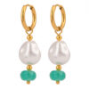 pearl & green stone earrings – elegant