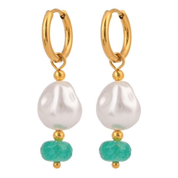 pearl & green stone earrings – elegant