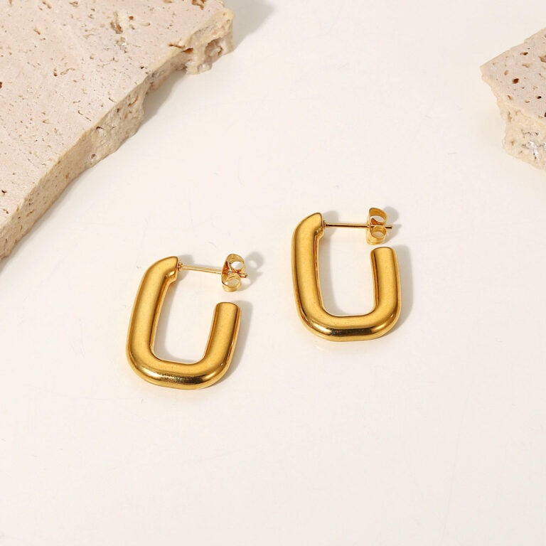 geometric square c earrings – 18k gold plated geometric square c earrings – 18k gold plated