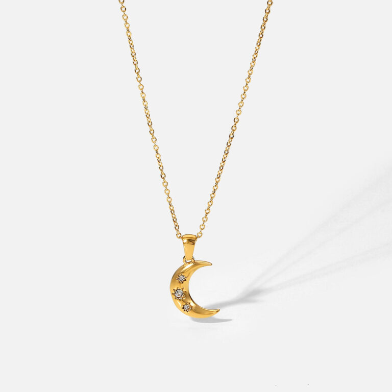 moon pendant necklace – 18k gold plated with zircon