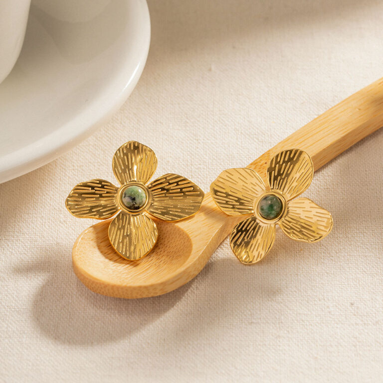 petal glow green stone studs