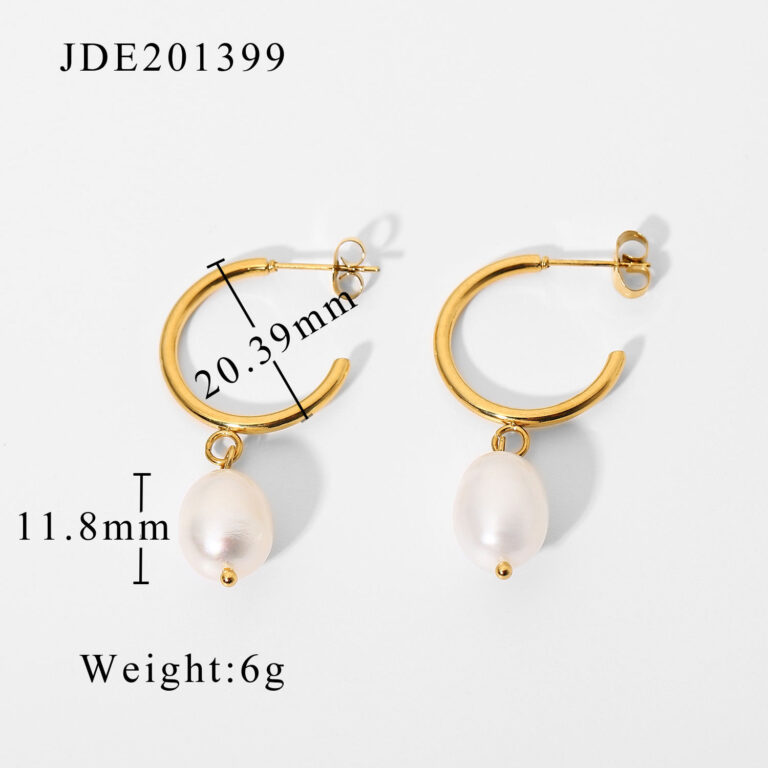 cc pearl hoop earrings – 18k gold plated