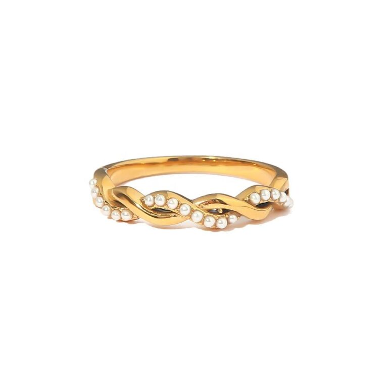 dainty twisted pearl ring