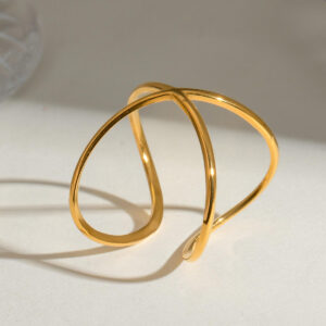 Polished Line Abstract Open Ring
