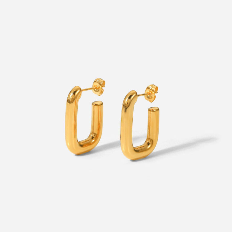 geometric square c earrings – 18k gold plated geometric square c earrings – 18k gold plated