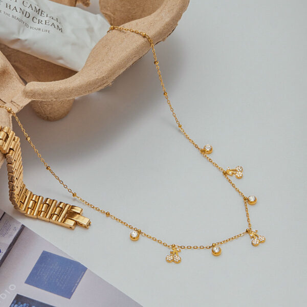 rhinestone cherry charm necklace