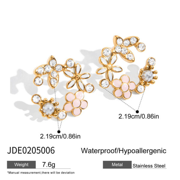 rhinestone pearl flower earrings