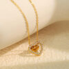 white zircon hollow heart pendant necklace
