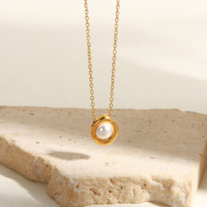 pearl drop link necklace