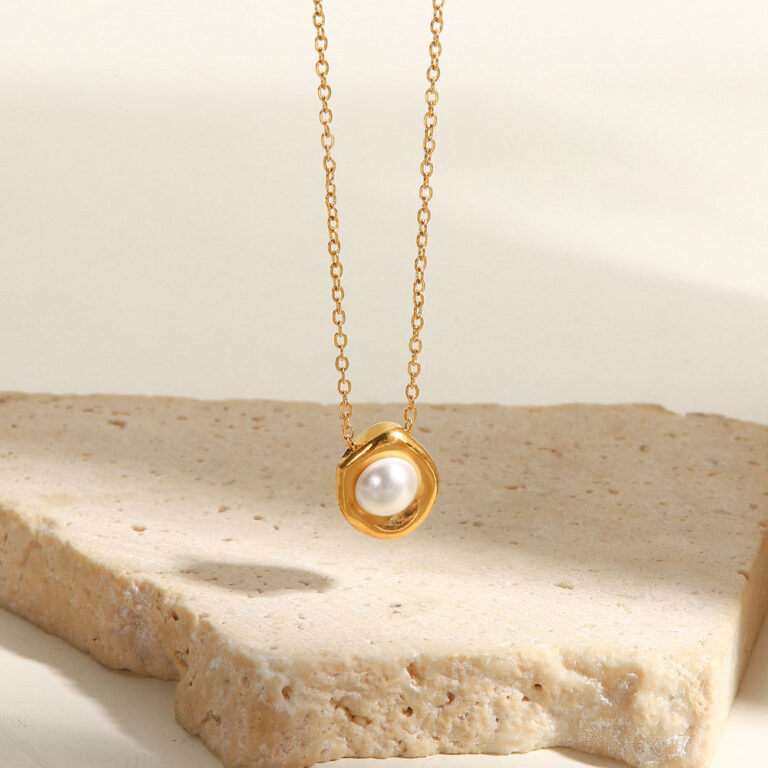 pearl drop link necklace